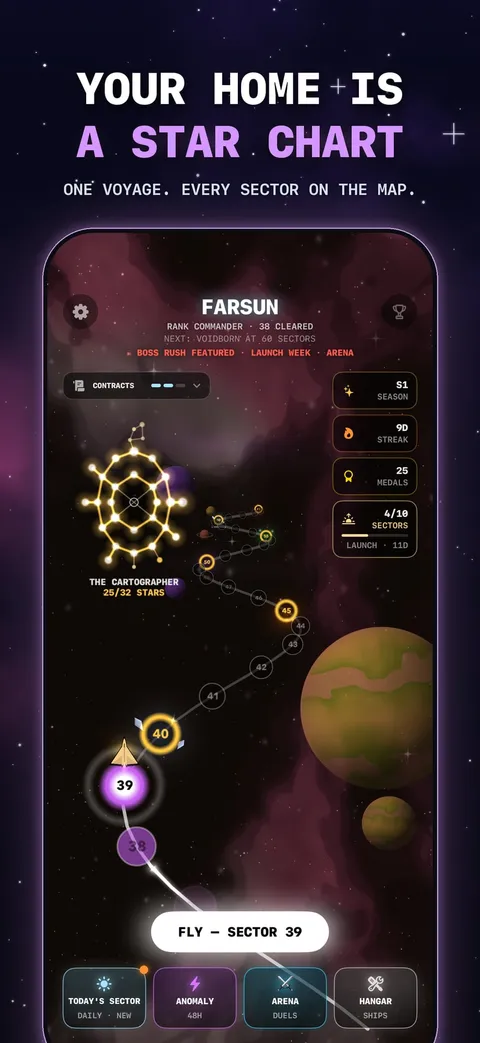 Store panel: Your home is a star chart.